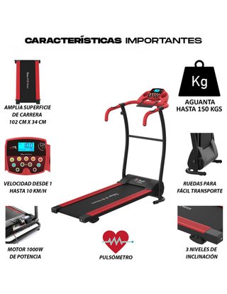 Cinta de Correr Eléctrica Plegable Roja