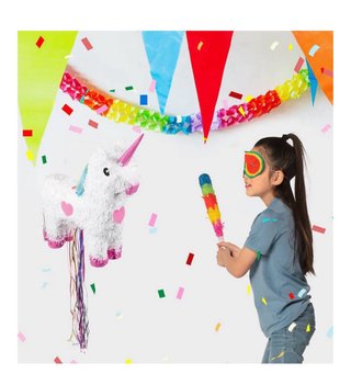 Palo y máscara para piñata multicolor