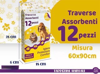 Tappetini igienici per cani 12 pezzi 60x90cm