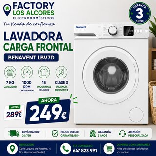 Lavadora Benavent LBV7D 7kg - ¡Oferta!