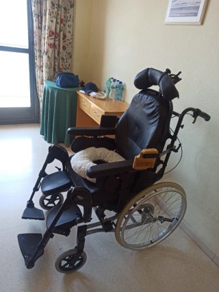 Silla ruedas ergonómica negra . Regalo cojín