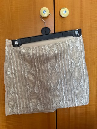 Falda lentejuelas beige y plateada