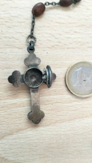 Antiguo Rosario Madera Cruz Relicario