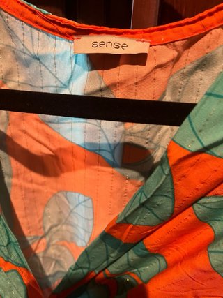 Vestido Verano Estampado Naranja y Turquesa