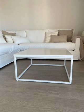 Mesa de centro Banak blanca metal y madera