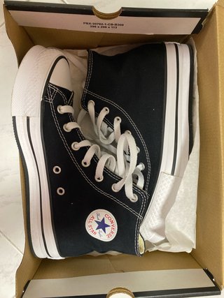 Converse plataforma negras tela mujer