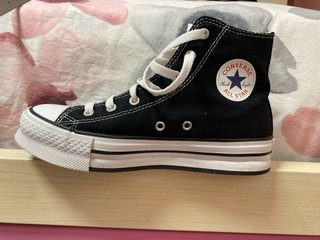 Converse plataforma negras tela mujer
