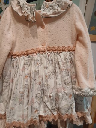Vestido rosa infantil bordado ,ropa de marca 35 eu
