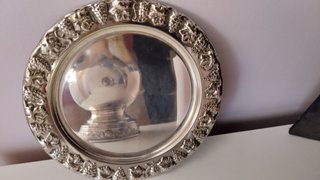Jarra y platillo de alpaca bañada en plata