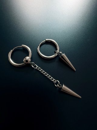 Pendientes Aro Spike Cadena stainless steel