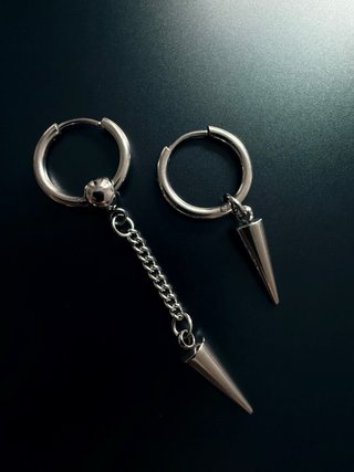 Pendientes Aro Spike Cadena stainless steel