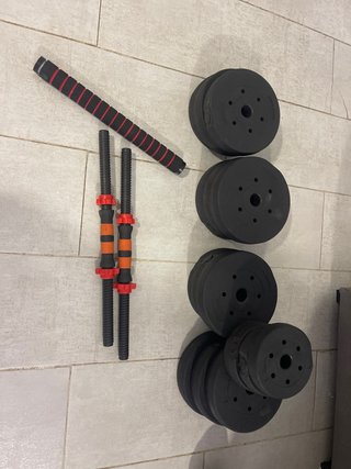 Juego de pesas con barra y discos