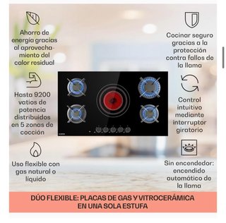 Placa Cocina Combi Gas y Vitrocerámica. A estrenar