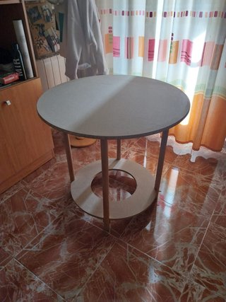 Mesa camilla redonda madera con cristal incluido