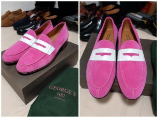 Zapatos de ante rosa y negros