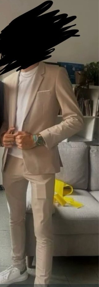 Traje chaqueta y pantalón beige Talla S