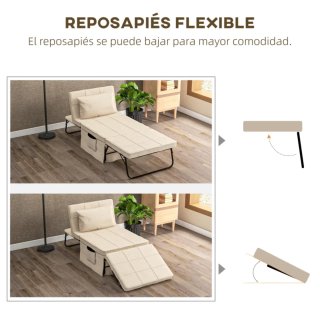 Sillón Cama Tapizado en Lino  Respaldo Ajustable