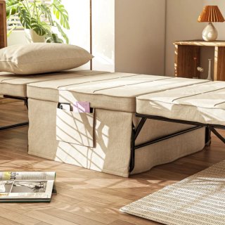 Sillón Cama Tapizado en Lino  Respaldo Ajustable