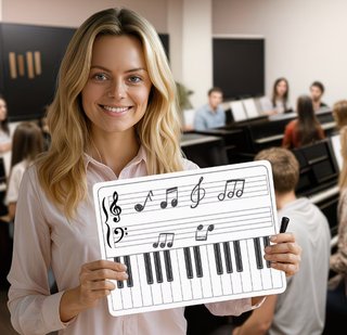 5 hojas reutilizables partitura de piano y teclas