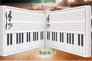 5 hojas reutilizables partitura de piano y teclas