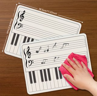 5 hojas reutilizables partitura de piano y teclas