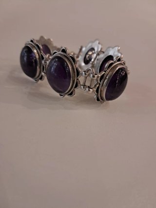 Pulsera Plata Amatistas Naturales