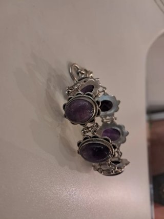 Pulsera Plata Amatistas Naturales