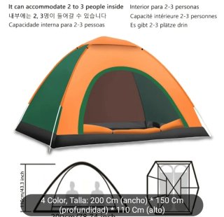 Tienda de campaña naranja y verde Talla M