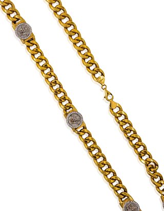 Cadena con medusa y circonitas oro 18k - noref.