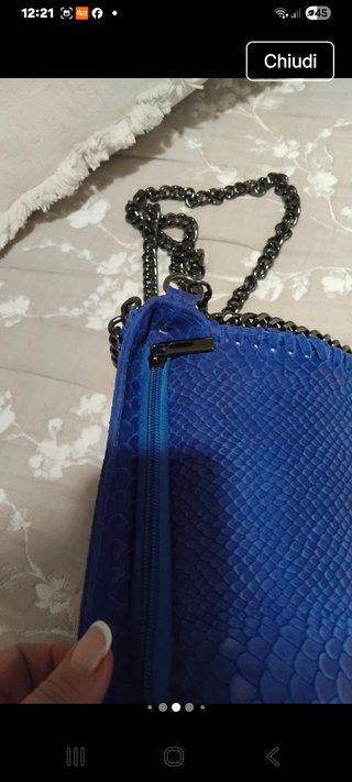Borsa vera pelle blu