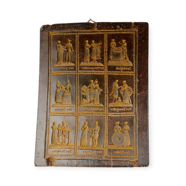 Molde antiguo de cera para galletas Springerle