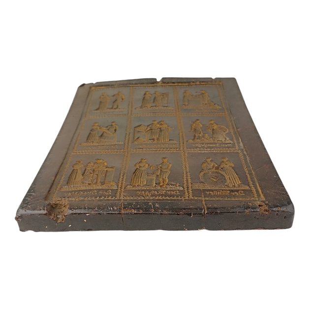 Molde antiguo de cera para galletas Springerle
