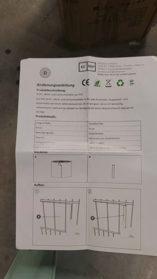 Rollo Lona Ocultación PVC Grigio Barriera 65m Nuovo