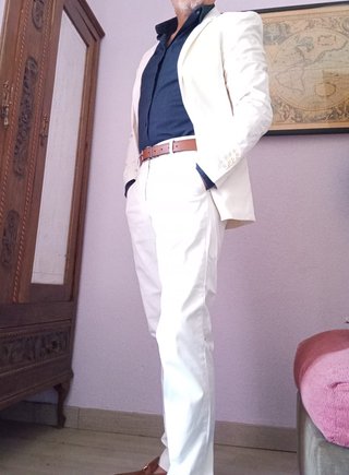 TRAJE BLANCO CRUDO + CORBATA BRUMMELL T.40/48