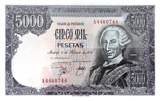 Billete 5000 Pesetas 1976 PMG-64 Certificado
