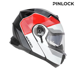 CASCO MODULAR ACERBIS BLANCO ROJO SEREL