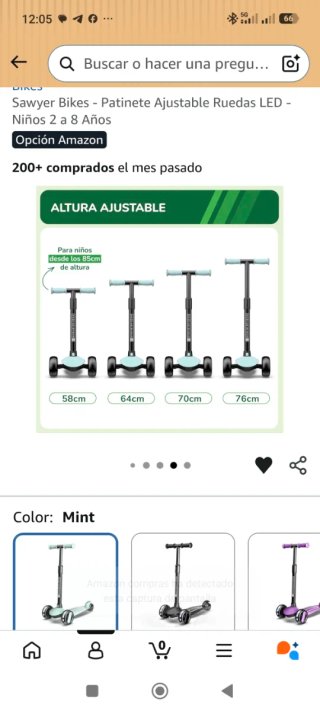 Patinete Sawyer 3 ruedas ajustable