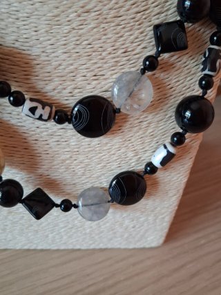 Collana donna pietre nere e multicolor