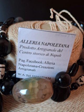 Collana donna pietre nere e multicolor
