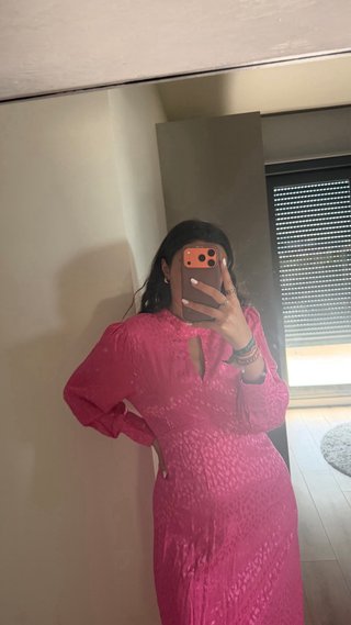 Vestido rosa estampado manga larga