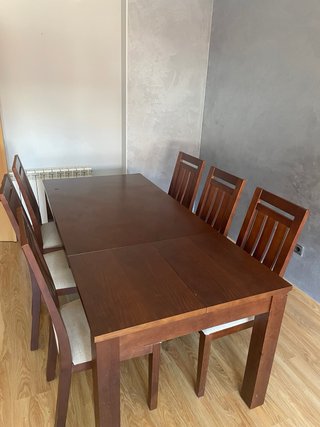 Mesa madera maciza + 6 sillas