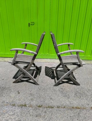 2 Sillas de Jardín Plegables de Madera