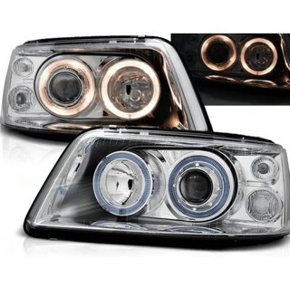 Faros Angel Eyes Cromados para Volkswagen T5 2003–