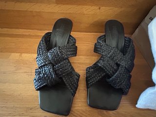Sandalias Schutz Tacón Bajo Talla 37 Negras