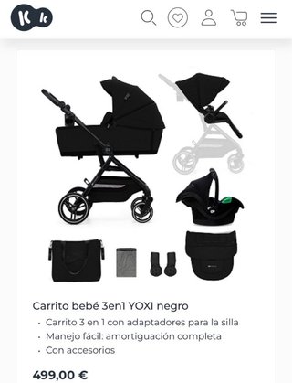 Carrito bebé 3en1 YOXI negro