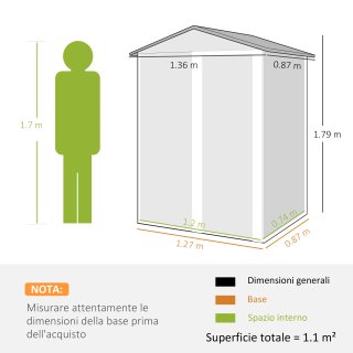 Casetta da Giardino in Acciaio 1.1m² con Porta Sco