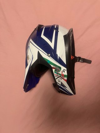 Casco Moto Infantil Azul y Blanco