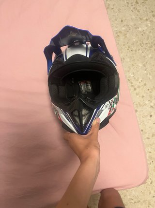 Casco Moto Infantil Azul y Blanco