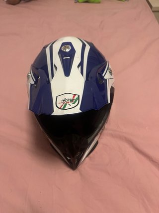 Casco Moto Infantil Azul y Blanco
