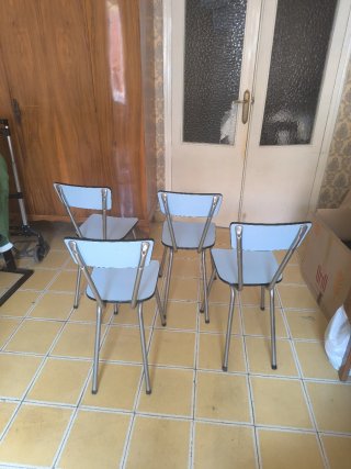 Juego de 4 sillas de cocina azul claro